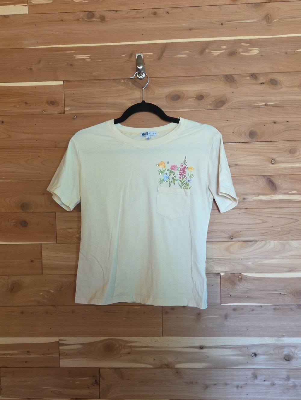 Kids Floral Pocket Tee - Cream Short Sleeve